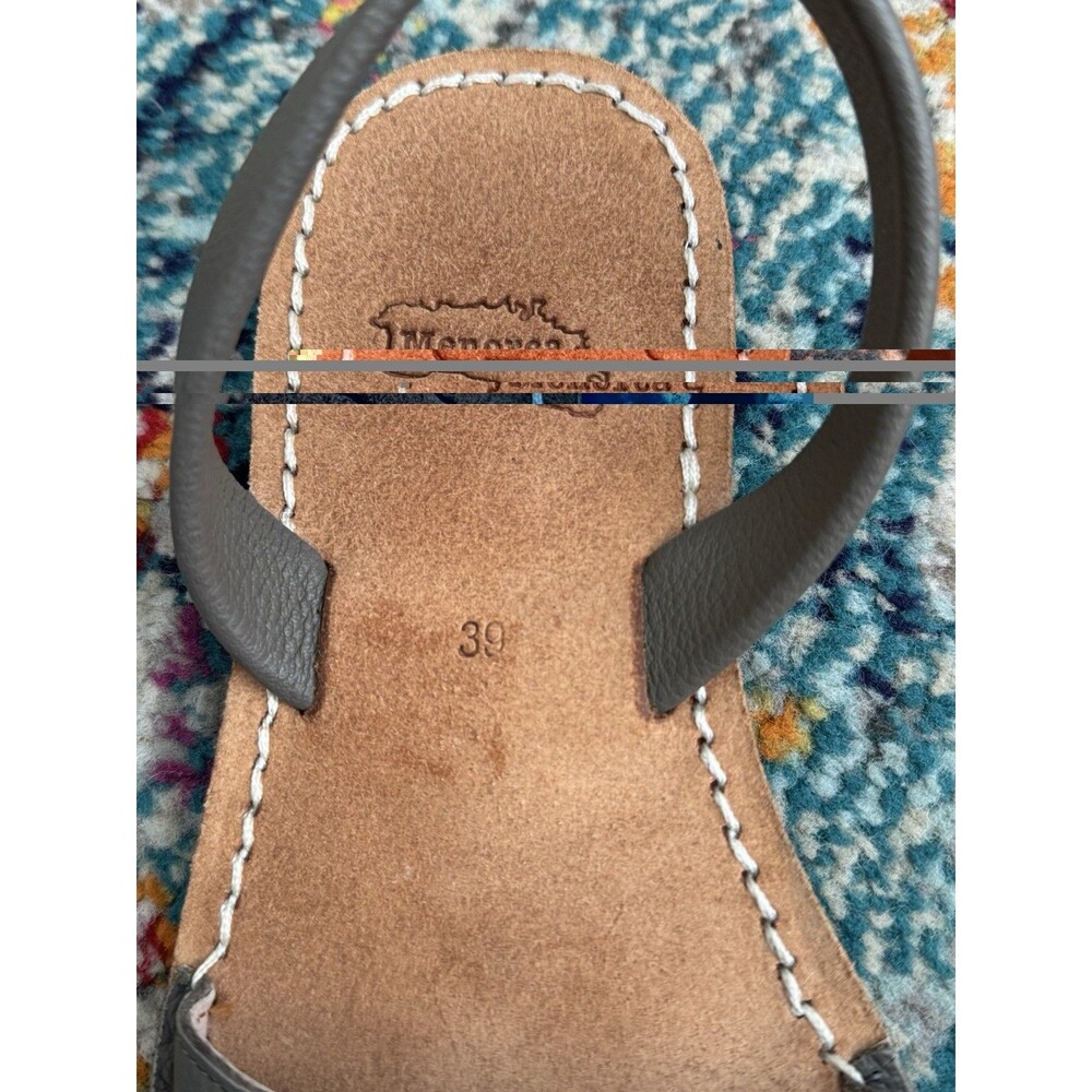 Pons Menorca Sandals Gray Avarca Leather Made In Spain Classic Size 39 - Picture 3 of 4